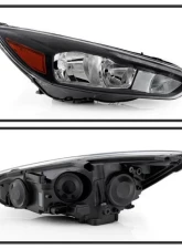 Xtune Black Right Passenger Side Factory Style Headlight with LED DRL Ford Focus 2015-2018                                     - HD-JH-FFOC15-LED-BK-R - Image 2