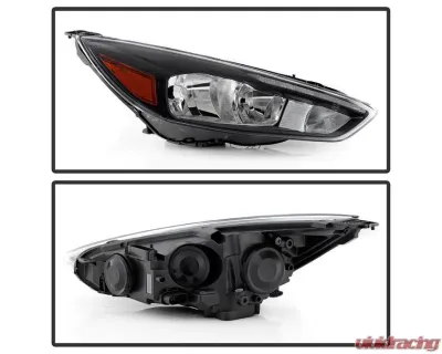 Xtune Black Right Passenger Side Factory Style Headlight with LED DRL Ford Focus 2015-2018 - HD-JH-FFOC15-LED-BK-R
