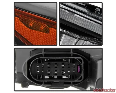 Xtune Black Right Passenger Side Factory Style Headlight with LED DRL Ford Focus 2015-2018 - HD-JH-FFOC15-LED-BK-R