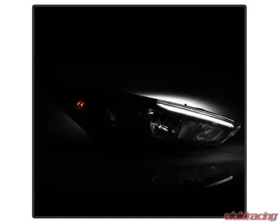Xtune Black Right Passenger Side Factory Style Headlight with LED DRL Ford Focus 2015-2018 - HD-JH-FFOC15-LED-BK-R