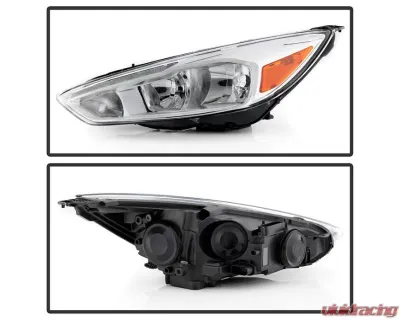 Xtune Chrome Left Driver Side Factory Style Headlight with LED DRL Ford Focus 2015-2018 - HD-JH-FFOC15-LED-OE-L