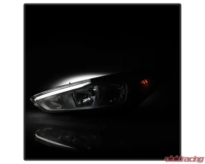 Xtune Chrome Left Driver Side Factory Style Headlight with LED DRL Ford Focus 2015-2018 - HD-JH-FFOC15-LED-OE-L