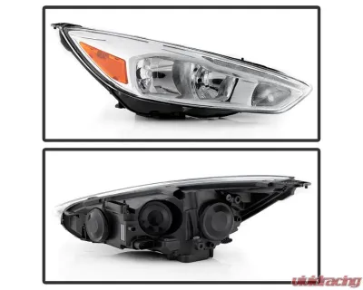 Xtune Chrome Right Passenger Side Factory Style Headlight with LED DRL Ford Focus 2015-2018 - HD-JH-FFOC15-LED-OE-R