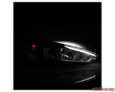 Xtune Chrome Right Passenger Side Factory Style Headlight with LED DRL Ford Focus 2015-2018 - HD-JH-FFOC15-LED-OE-R