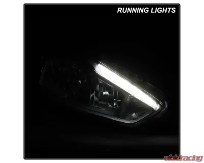 Xtune Chrome Right Passenger Side Factory Style Headlight with LED DRL Ford Focus 2015-2018 - HD-JH-FFOC15-LED-OE-R