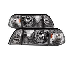 Xtune Chrome OEM style Headlights with Corner Parking Lights Ford Mustang 1987-1993