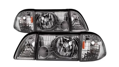 Xtune Chrome OEM style Headlights with Corner Parking Lights Ford Mustang 1987-1993                                     - HD-JH-FM87-6PC-AM-C - Image 5