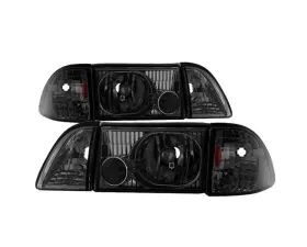 Xtune Smoked OEM style Headlights with Corner Parking Lights Ford Mustang 1987-1993