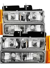 Xtune Chrome Headlights With Parking  & Amber Corner Lights GMC | Chevrolet Suburban 1994-1999                                     - HD-JH-GCK94-AM-C-SET - Image 9