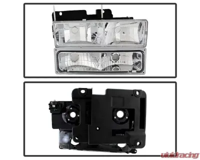 Xtune Chrome Headlights With Parking  & Amber Corner Lights GMC | Chevrolet Suburban 1994-1999 - HD-JH-GCK94-AM-C-SET
