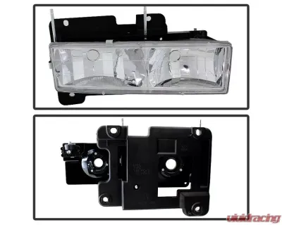 Xtune Chrome Headlights With Parking  & Amber Corner Lights GMC | Chevrolet Suburban 1994-1999 - HD-JH-GCK94-AM-C-SET