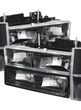 Xtune Black Crystal Headlights With Corner & Bumper Lights Chevrolet | GMC 1988-1993                                     - HD-JH-GMCCK88-AM-BK-SET - Image 2