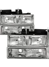 Xtune Chrome Crystal Headlights With Corner & Bumper Lights Chevrolet | GMC 1988-1993                                     - HD-JH-GMCCK88-AM-C-SET - Image 7
