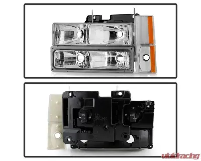 Xtune Chrome Crystal Headlights With Corner & Bumper Lights Chevrolet | GMC 1988-1993 - HD-JH-GMCCK88-AM-C-SET