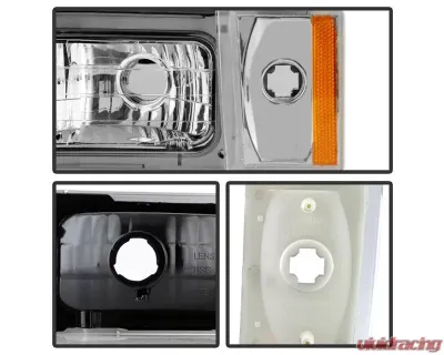 Xtune Chrome Crystal Headlights With Corner & Bumper Lights Chevrolet | GMC 1988-1993 - HD-JH-GMCCK88-AM-C-SET