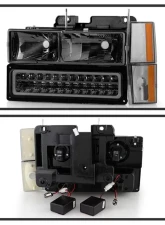 Xtune Chrome Smoke Crystal Headlights With Corner & LED Bumper Lights Chevrolet | GMC 1988-1993                                     - HD-JH-GMCCK88-LED-AM-SM-SET - Image 2