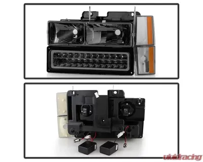 Xtune Chrome Smoke Crystal Headlights With Corner & LED Bumper Lights Chevrolet | GMC 1988-1993 - HD-JH-GMCCK88-LED-AM-SM-SET