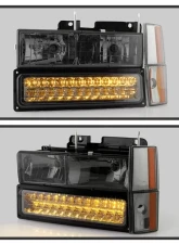 Xtune Chrome Smoke Crystal Headlights With Corner & LED Bumper Lights Chevrolet | GMC 1988-1993                                     - HD-JH-GMCCK88-LED-AM-SM-SET - Image 10