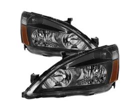 Xtune Black Amber Crystal Headlights Honda Accord 2003-2007