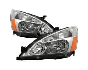 Xtune Chrome Amber Crystal Headlights Honda Accord 2003-2007