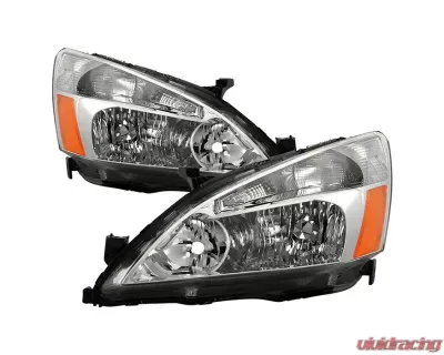 Xtune Chrome Amber Crystal Headlights Honda Accord 2003-2007 - HD-JH-HA03-AM-C