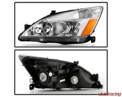 Xtune Chrome Amber Crystal Headlights Honda Accord 2003-2007 - HD-JH-HA03-AM-C
