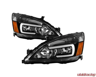 Xtune OE Black LED DRL Crystal Headlights Honda Accord 2003-2007 - HD-JH-HA03-LED-BK