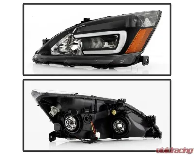 Xtune OE Black LED DRL Crystal Headlights Honda Accord 2003-2007 - HD-JH-HA03-LED-BK