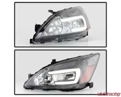 Xtune OE Black LED DRL Crystal Headlights Honda Accord 2003-2007 - HD-JH-HA03-LED-BK
