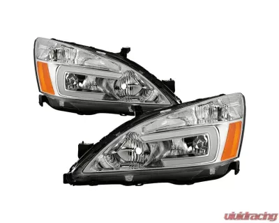 Xtune OE Chrome LED DRL Crystal Headlights Honda Accord 2003-2007 - HD-JH-HA03-LED-C