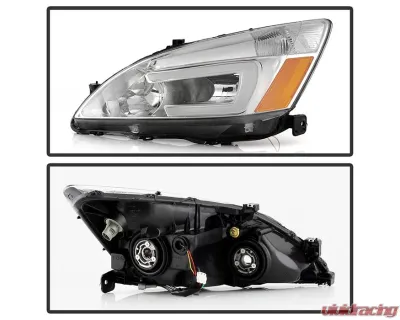 Xtune OE Chrome LED DRL Crystal Headlights Honda Accord 2003-2007 - HD-JH-HA03-LED-C