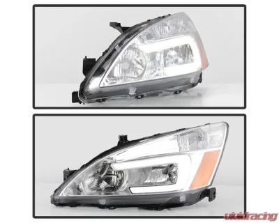 Xtune OE Chrome LED DRL Crystal Headlights Honda Accord 2003-2007 - HD-JH-HA03-LED-C
