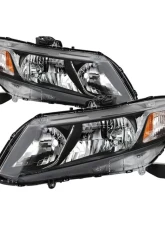 Xtune OE Black Halogen Headlights Honda Civic 2013-2015                                     - HD-JH-HC13-AM-BK - Image 7