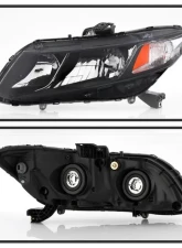 Xtune OE Black Halogen Headlights Honda Civic 2013-2015                                     - HD-JH-HC13-AM-BK - Image 2
