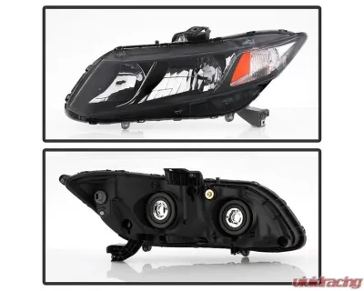 Xtune OE Black Halogen Headlights Honda Civic 2013-2015 - HD-JH-HC13-AM-BK