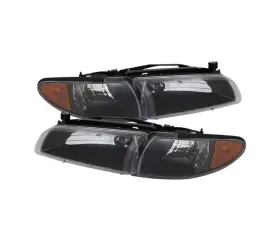 Xtune Black Crystal Headlights W/ Amber Corner Lights Pontiac Grand Prix 1997-2003