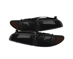 Xtune Black Smoked Crystal Headlights W/ Amber Corner Lights Pontiac Grand Prix 1997-2003