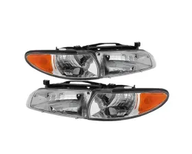 Xtune Chrome Crystal Headlights W/ Amber Corner Lights Pontiac Grand Prix 1997-2003