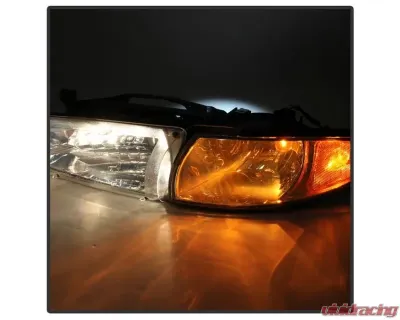 Xtune Chrome Crystal Headlights W/ Amber Corner Lights Pontiac Grand Prix 1997-2003 - HD-JH-PGPRIX-SET-AM-C