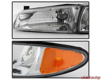Xtune Chrome Crystal Headlights W/ Amber Corner Lights Pontiac Grand Prix 1997-2003 - HD-JH-PGPRIX-SET-AM-C