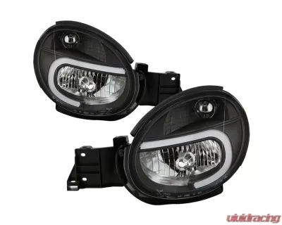 Xtune Black Headlights With Light Tube DRL Subaru Impreza | Outback Sport | WRX 2002-2003 - HD-JH-SI02-LB-BK