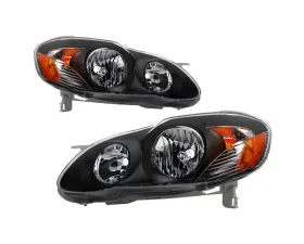 Xtune Black Crystal Headlights Toyota Corolla 2003-2006