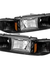 Xtune Black 1PC LED Crystal Headlights Chevrolet Caprice | Impala 1991-1996                                     - HD-ON-CCP91-1PC-LED-BK - Image 7