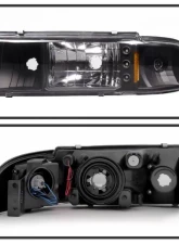 Xtune Black 1PC LED Crystal Headlights Chevrolet Caprice | Impala 1991-1996                                     - HD-ON-CCP91-1PC-LED-BK - Image 2