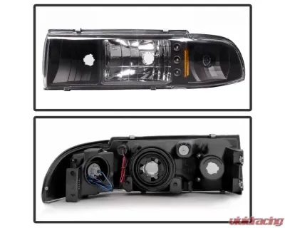 Xtune Black 1PC LED Crystal Headlights Chevrolet Caprice | Impala 1991-1996 - HD-ON-CCP91-1PC-LED-BK