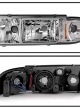 Xtune Chrome 1PC LED Crystal Headlights Chevrolet Caprice | Impala 1991-1996                                     - HD-ON-CCP91-1PC-LED-C - Image 2