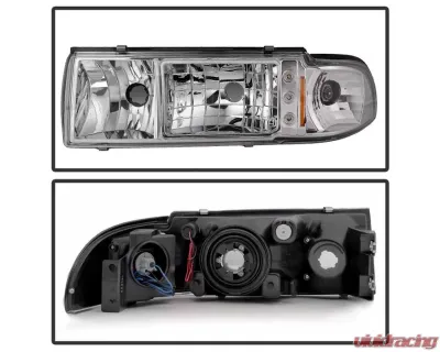 Xtune Chrome 1PC LED Crystal Headlights Chevrolet Caprice | Impala 1991-1996 - HD-ON-CCP91-1PC-LED-C