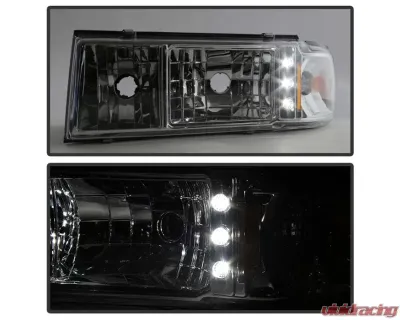 Xtune Chrome 1PC LED Crystal Headlights Chevrolet Caprice | Impala 1991-1996 - HD-ON-CCP91-1PC-LED-C