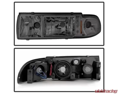 Xtune Smoke 1PC LED Crystal Headlights Chevrolet Caprice | Impala 1991-1996 - HD-ON-CCP91-1PC-LED-SM