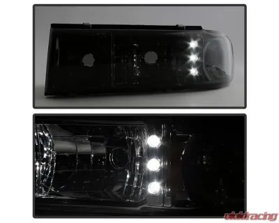 Xtune Smoke 1PC LED Crystal Headlights Chevrolet Caprice | Impala 1991-1996 - HD-ON-CCP91-1PC-LED-SM
